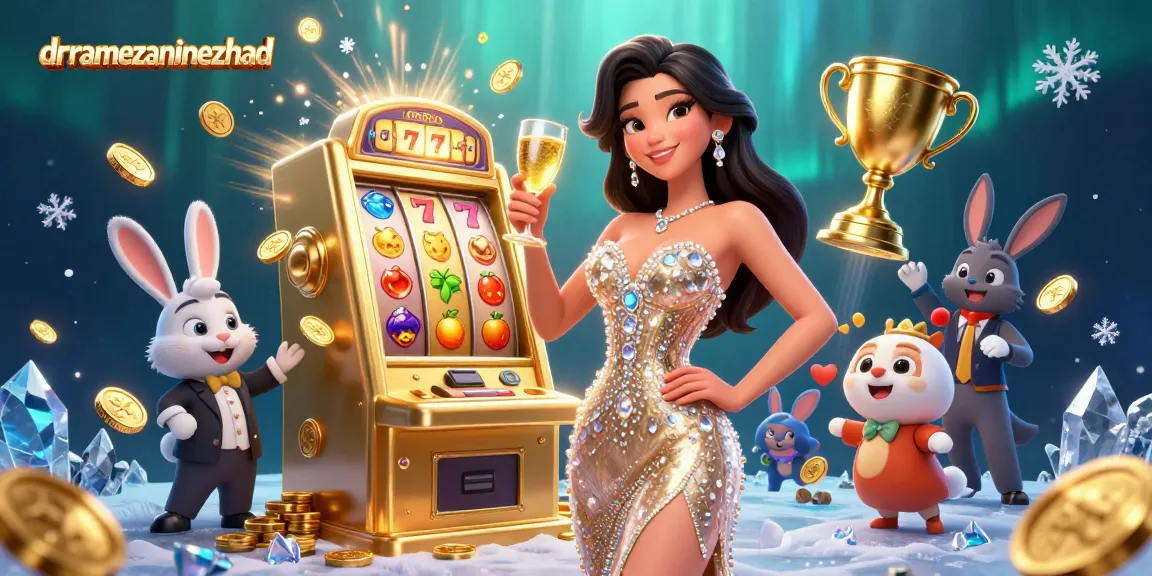 drramezaninezhad showcased in a vibrant casino scene with a slot machine and dynamic game elements.