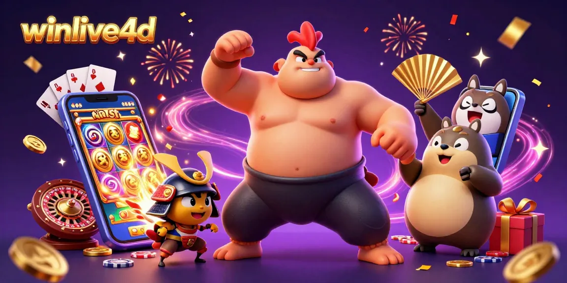 Experience thrilling wins at winlive4d with a powerful sumo rooster, fierce cricket, and dynamic casino elements.