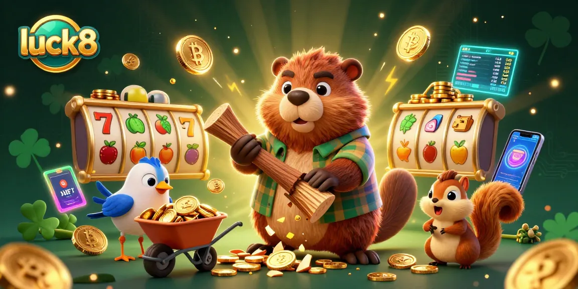 luck8 offers exhilarating wins with vibrant slot gaming elements and animated characters in a casino setting