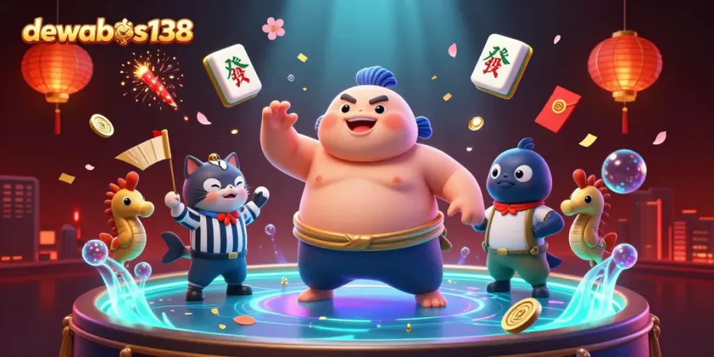 Permainan judi lewat dewabos138 dengan karakter lucu dalam ilustrasi tiga dimensi.