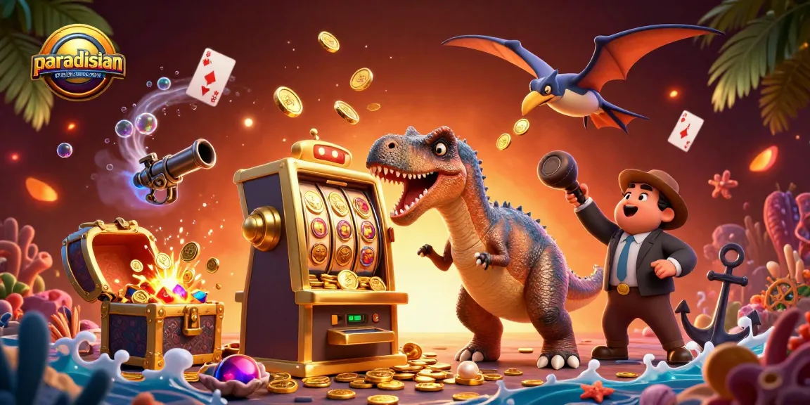 Engage with the paradisianpublications jackpot scene featuring dynamic cartoon characters and vibrant casino elements.