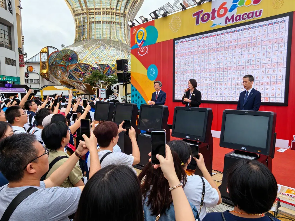 Hasil toto macau ditampilkan di acara pengundian, dengan kerumunan bersemangat.