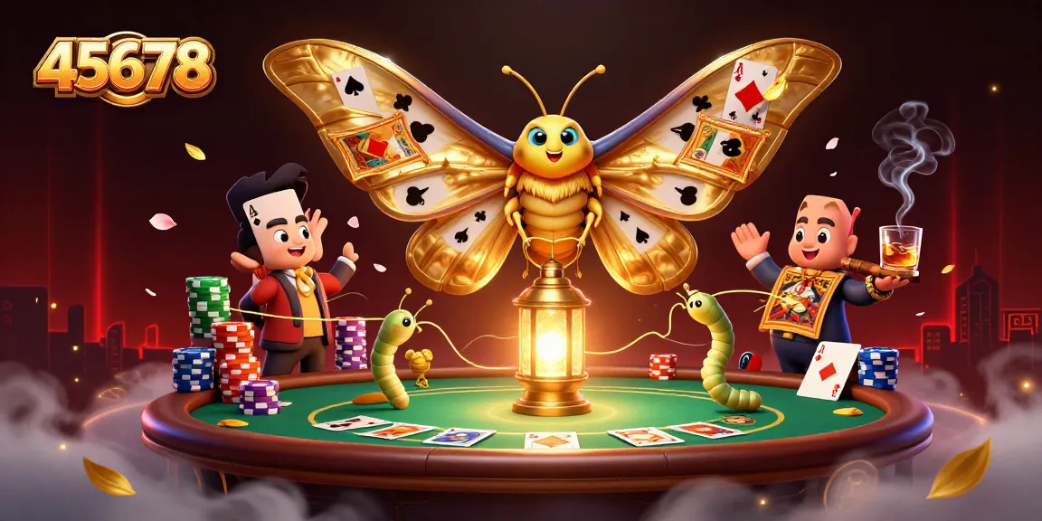 Play exciting casino games and win big with 45678's vibrant 3D illustration of a casino moth.