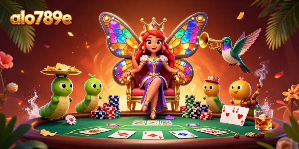 Experience thrilling gameplay at alo789e with vibrant casino characters and dynamic poker elements.
