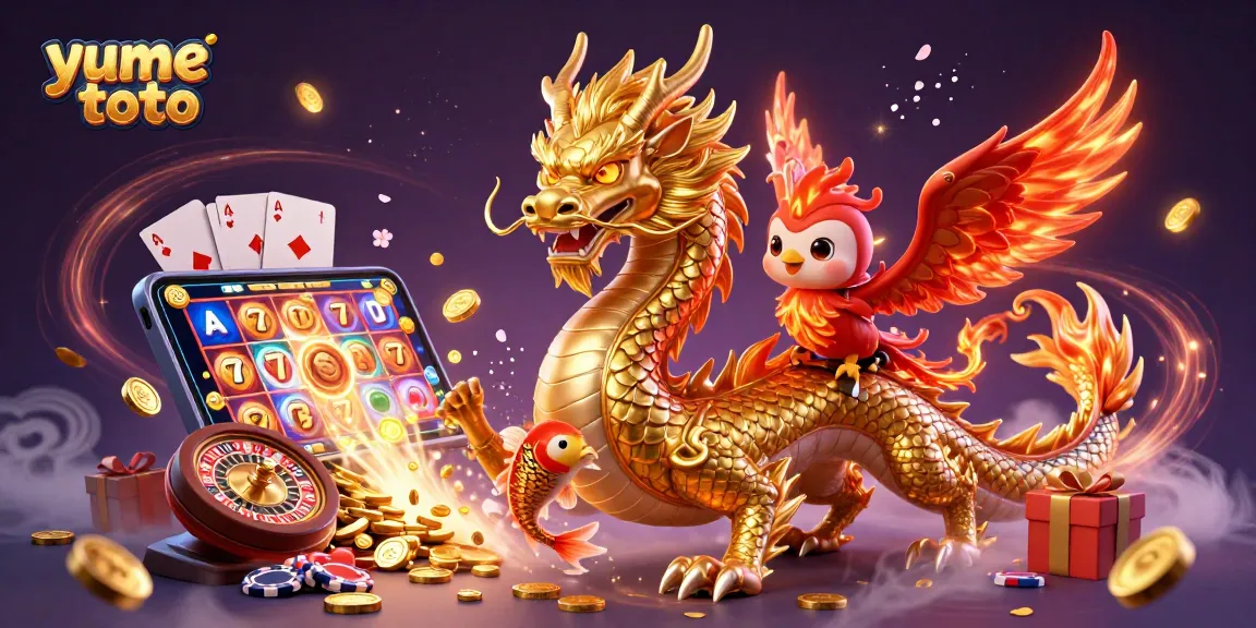 Win big with yume toto in this vibrant casino scene, rich in colorful slot game elements.