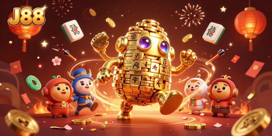 Experience the thrill of J88 with dynamic gaming elements in an exciting casino illustration.
