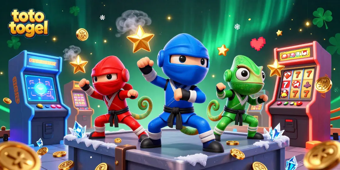 Tim ninja chameleon beraksi dalam toto togel di ilustrasi 3D yang menarik.