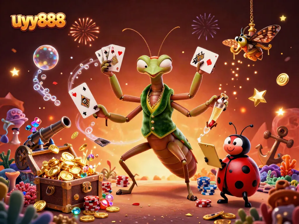 Experience thrilling gaming with uyy888's vibrant 3D casino scene bursting with energy and rewards.