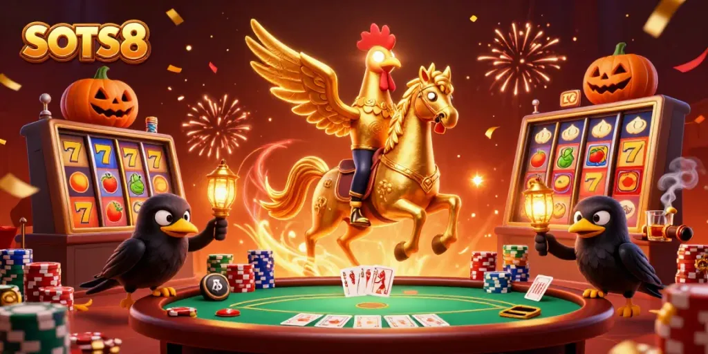 Experience the thrill of winning with SLOTS8 in a vibrant casino scene.