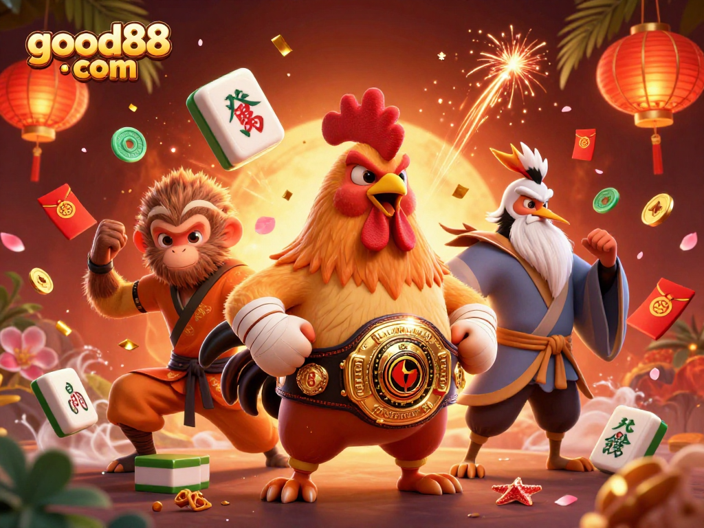 Engage with thrilling gameplay at good88 com with a vibrant 3D casino scene of unique characters.