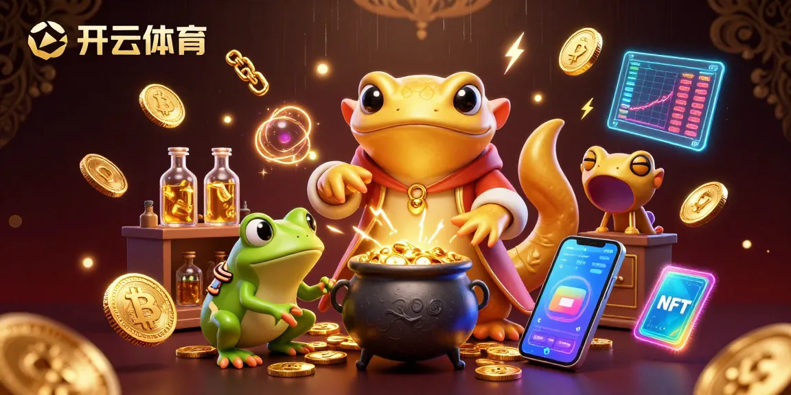 Experience thrilling gaming at 开云体育 with a vibrant scene of gold transmutation and crypto elements.