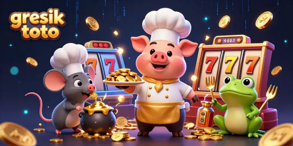 Experience the excitement with gresik toto showcasing thrilling slot action and gold coins in a vibrant casino setting.