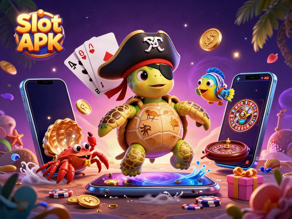 Experience Slot APK action with vibrant characters, golden coins, and dynamic slot game elements.