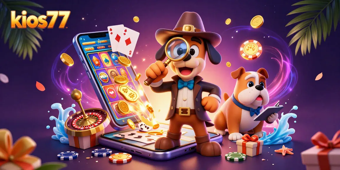 Kios77 prompts strategic gameplay with a detective-themed casino adventure illustrated in vibrant 3D art.