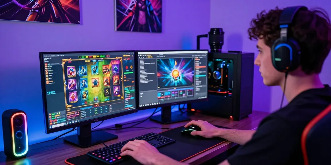 Pengalaman gaming sniperslot dengan pemain fokus di layar laptop menampilkan grafik slot yang berwarna-warni.
