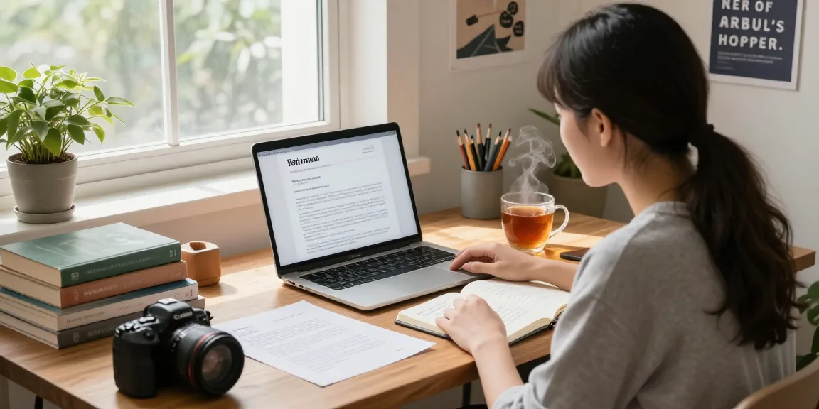 Student preparing personalized recommendation letter with Edunitro in cozy home office