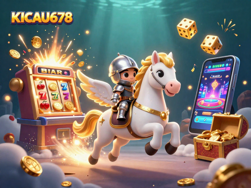 Experience thrilling casino adventures with KICAU678 in this vibrant 3D illustration.