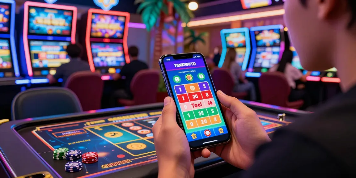 tempototo online gaming with vibrant Togel interface and excited players in a digital casino setting