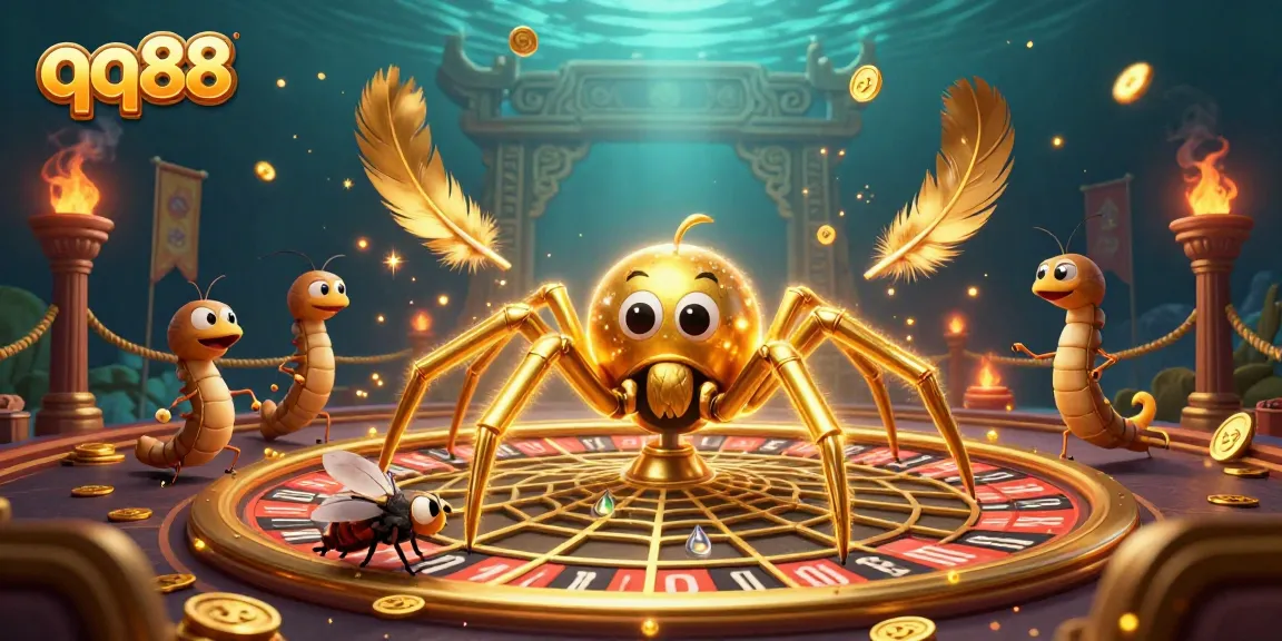 Experience thrilling bets at qq88's casino with a golden spider and dynamic roulette wheel