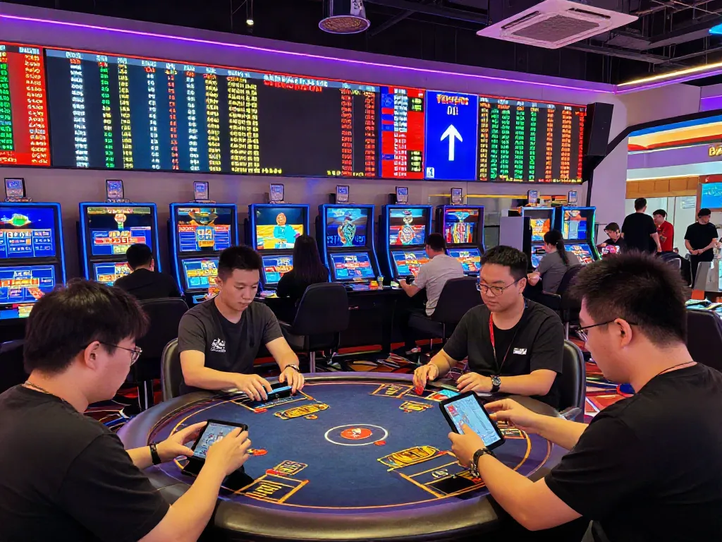 Visualisasi Data Macau terkini dengan pemain terlibat dalam permainan di platform kasino online.