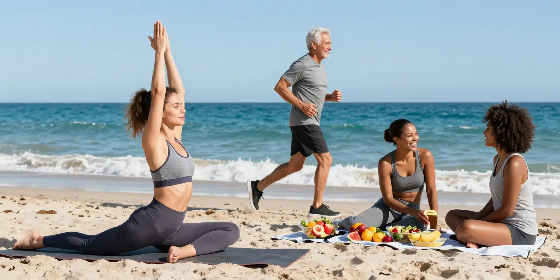 Wellness scene showcasing individuals engaged in fitness activities, inviting readers to read more about health trends.
