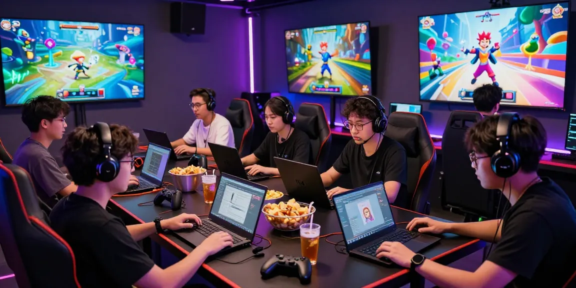 Players enjoying rokok88 online gaming experience in a vibrant gaming lounge atmosphere.