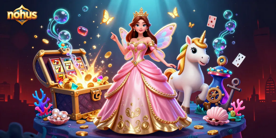 Engage with nohus' vibrant online slot experience, featuring colorful reels and a lucky atmosphere.