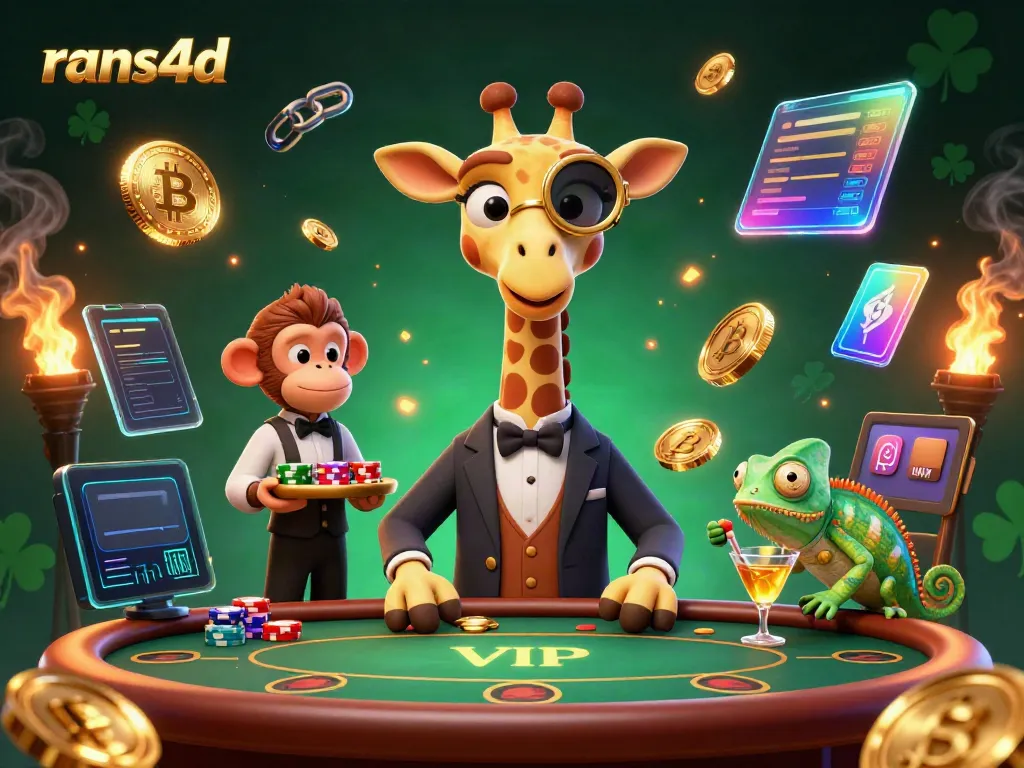 Gambarlah perayaan taruhan rans4d dengan hiu tinggi dan valet monyet di meja poker VIP.