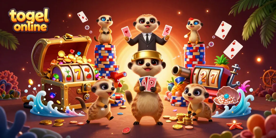 Slot online yang menarik dengan karakter meerkat, memperlihatkan suasana kasino animasi yang ceria dan penuh warna.