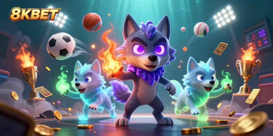 Experience thrilling gameplay and strategy with 8KBET in this dynamic casino illustration.