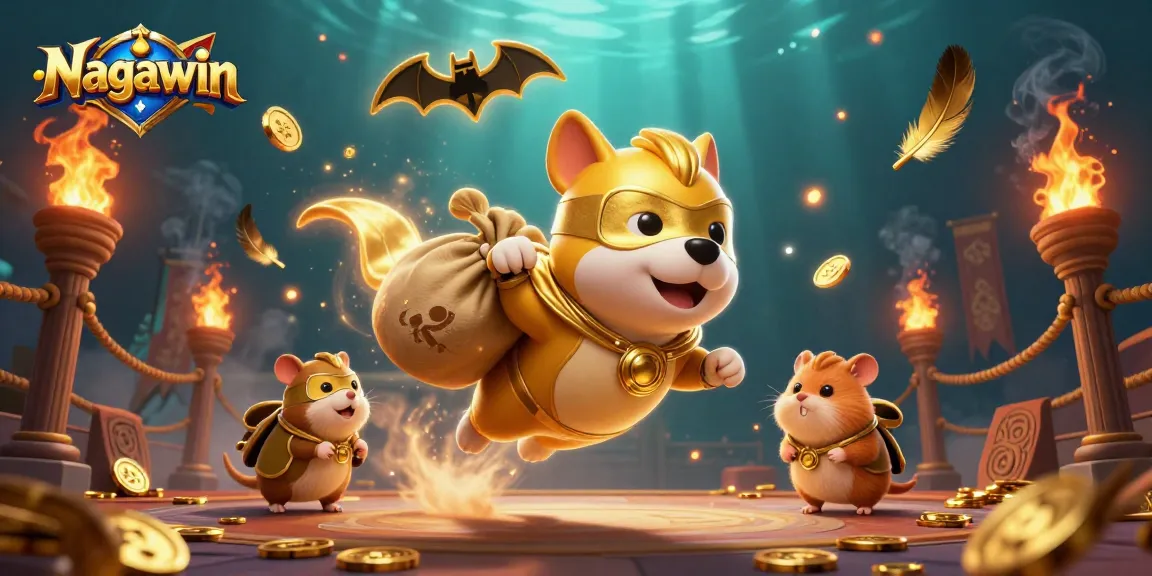 Nagawin and his sidekick hamster fly high, bringing luck and gold to gamblers everywhere.