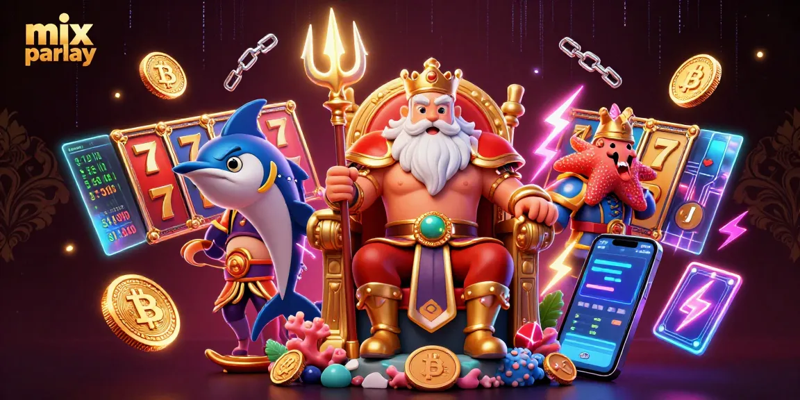 Bermain mix parlay dengan putaran slot, jackpot, dan koin berkilau di latar belakang yang megah.