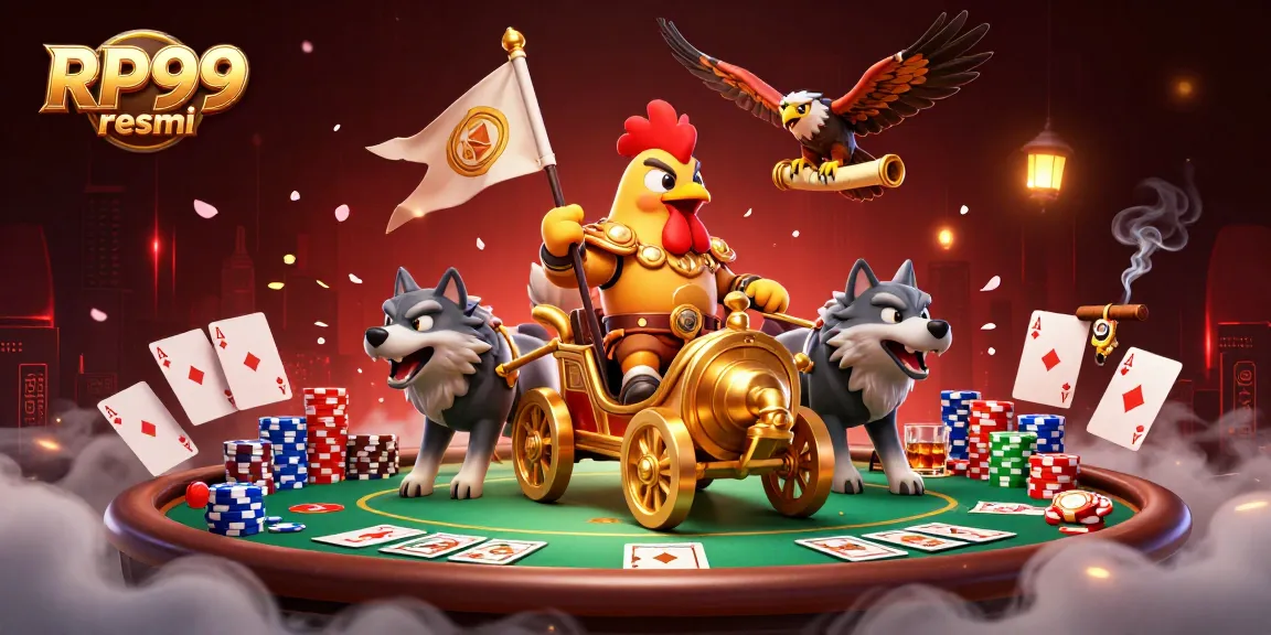 Experience the vibrant action at RP99 resmi with the rooster warlord leading an epic casino scene.