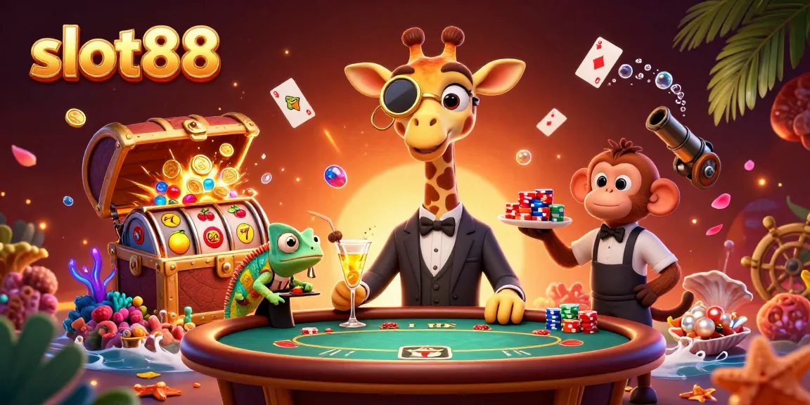 Slot88 menawarkan permainan yang menggembirakan dengan tema kartun dalam ilustrasi kasino ini.