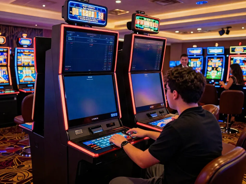 Pengalaman bermain slot88 di kasino online dengan dealer langsung dan mesin slot berwarna-warni.