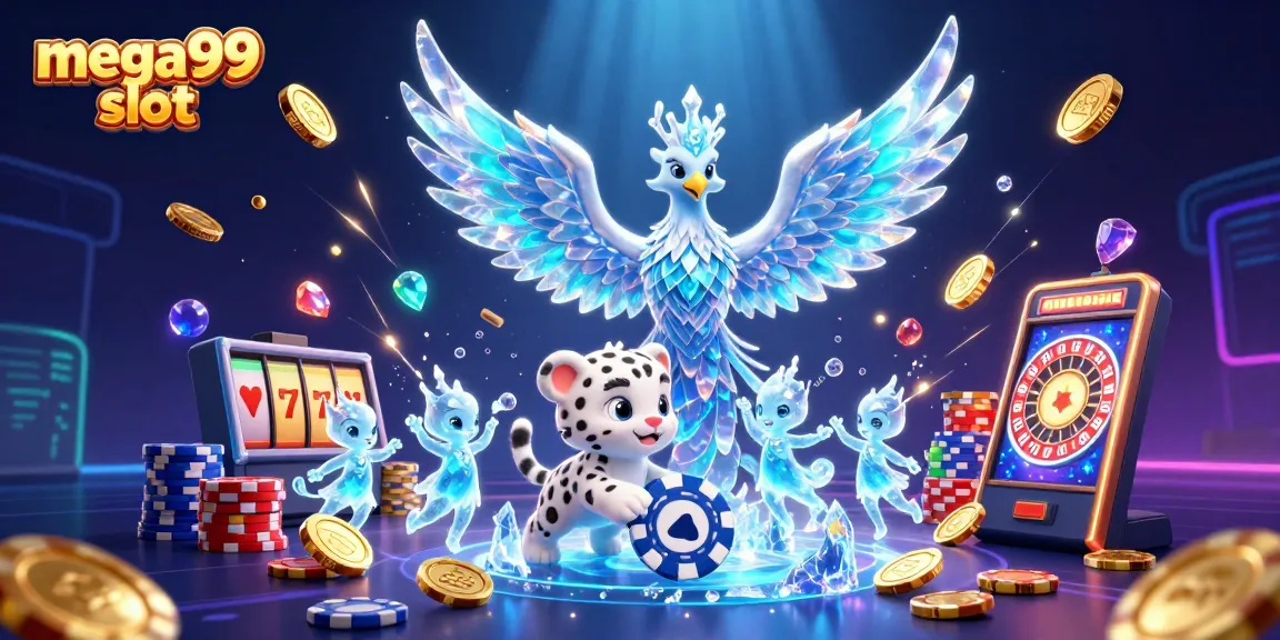 Engage with mega99 slot as a vibrant ice phoenix, leopard, and sprites capture the thrill.