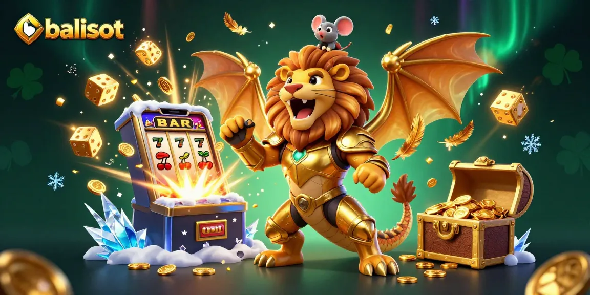 Memenangkan jackpot balislot dengan permainan slot 3D yang penuh warna dan simbol keberuntungan.